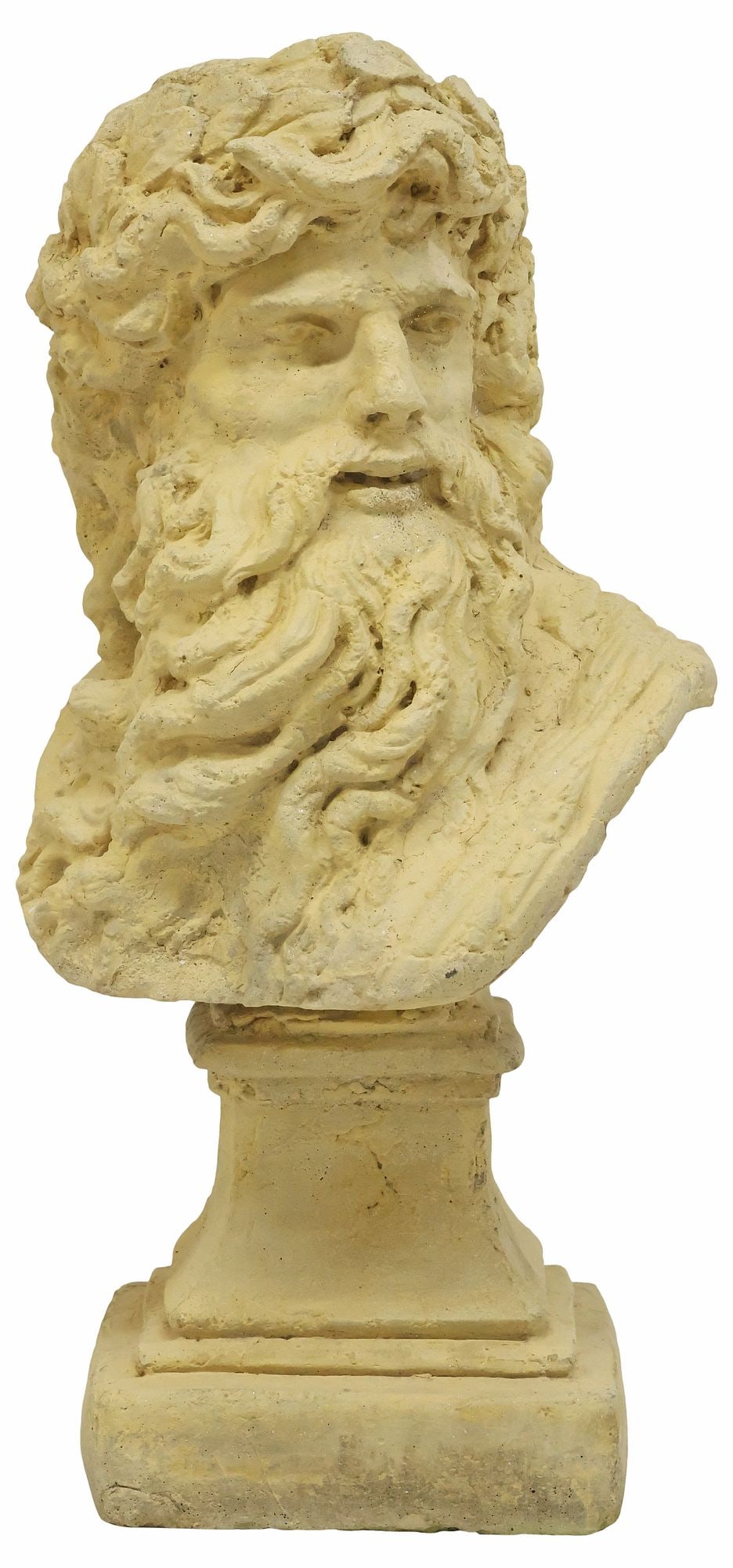 LARGE CAST STONE BUST OF ZEUS, 27"H (1 of 5)