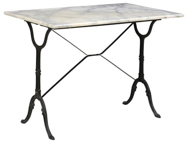 FRENCH MARBLE-TOP CAST IRON BISTRO TABLE
