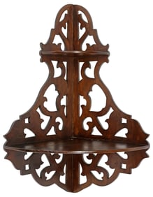 ITALIAN CARVED WOOD WALL-MOUNTED CORNER SHELF/ ETAGERE