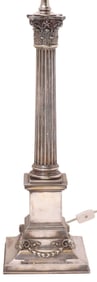 NEOCLASSICAL STYLE SILVERPLATE 1-LT COLUMNAR TABLE LAMP