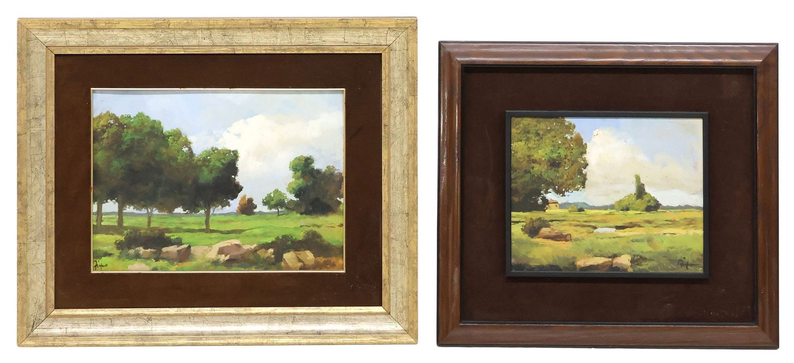 (2) SIGNED ITALIAN SCHOOL OIL PAINTINGS, VERDANT LANDSCAPES (1 of 6)