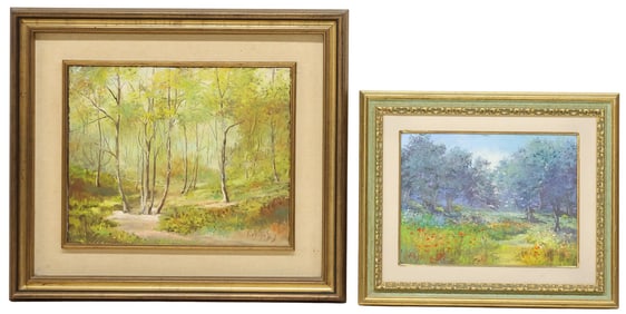 (2) ITALIAN SCHOOL OIL PAINTINGS, SPRING & AUTUMN WOODLAND SCENES