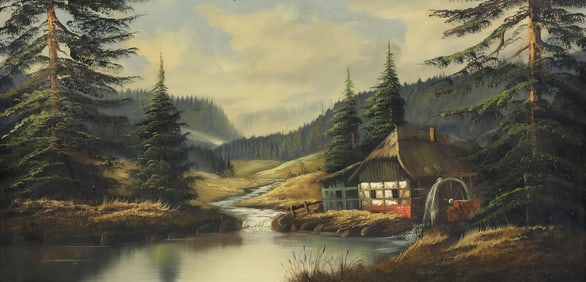 CONTINENTAL FOREST LANDSCAPE OIL PAINTING, SIGNED A. FISCHER