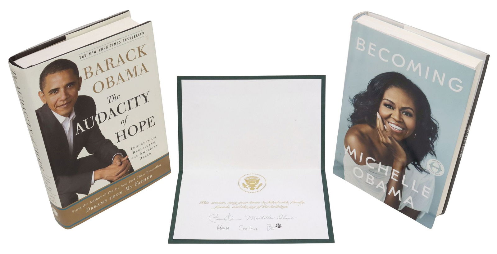 (3) SIGNED BARACK & MICHELLE OBAMA BOOKS & 2012 CHRISTMAS CARD (1 of 9)