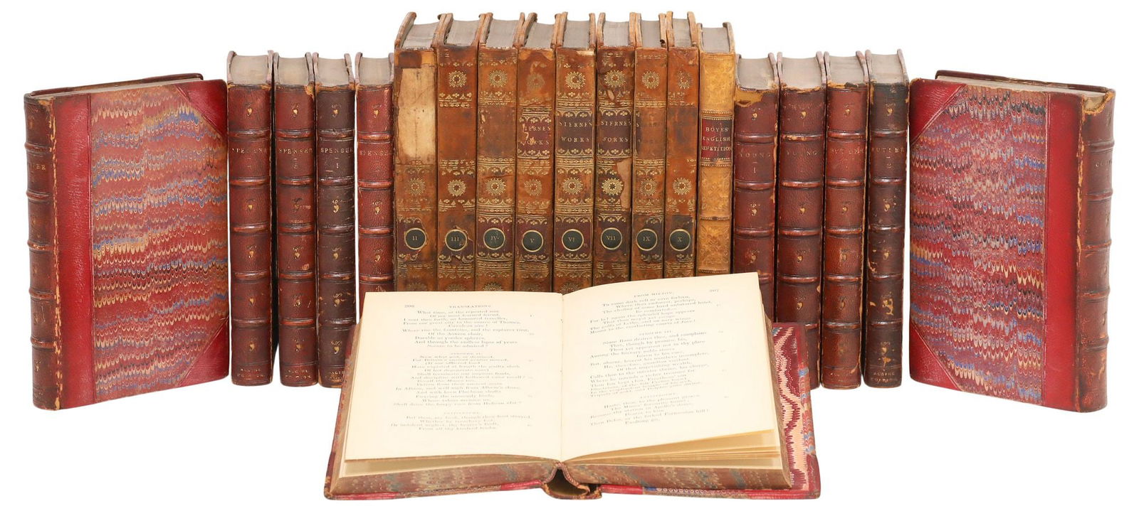 (20) LEATHER-BOUND LIBRARY SHELF BOOKS, POETRY AND LITERATURE (1 of 3)