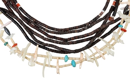 (2) NATIVE AMERICAN & SOUTHWEST STYLE BEADED HEISHI & FETISH NECKLACES