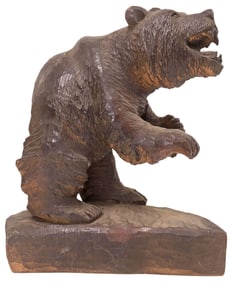 JAPANESE HOKKAIDO AINU STYLE CARVED WOOD BEAR SCULPTURE