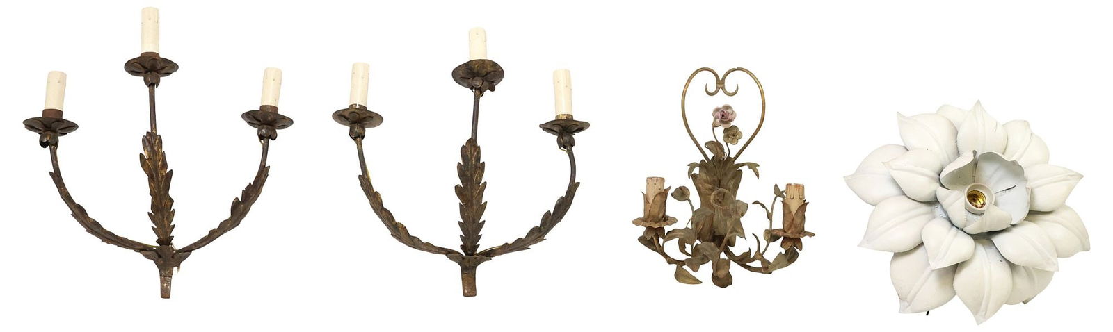(4) COLLECTION OF METAL SCONCES & FLORIFORM CEILING LAMP (1 of 5)