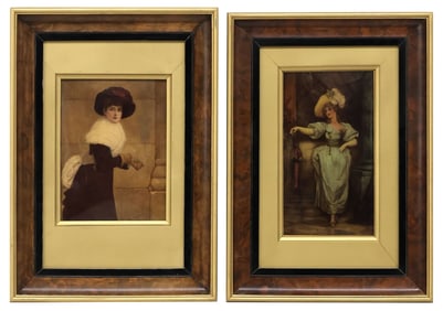 (2) FRAMED CRYSTOLEUM TINTED PRINTS OF FASHIONABLE LADIES