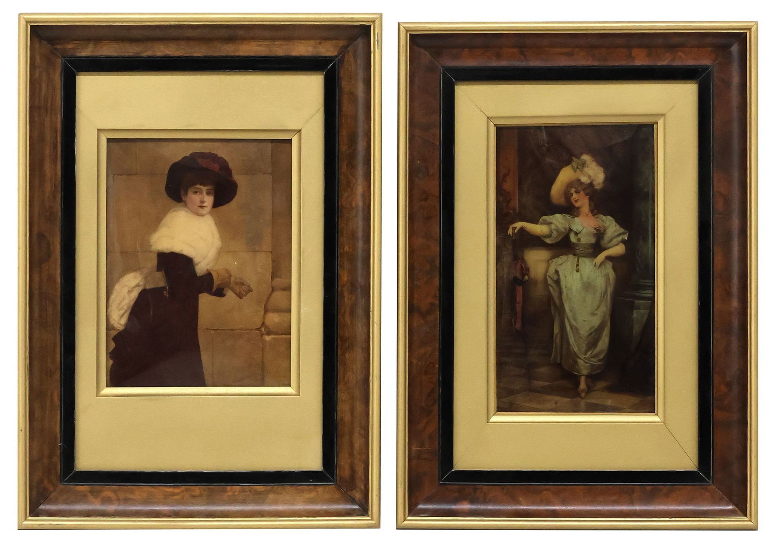 (2) FRAMED CRYSTOLEUM TINTED PRINTS OF FASHIONABLE LADIES (1 of 4)