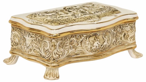 ITALIAN CAPODIMONTE PARCEL GILT PORCELAIN DRESSER BOX