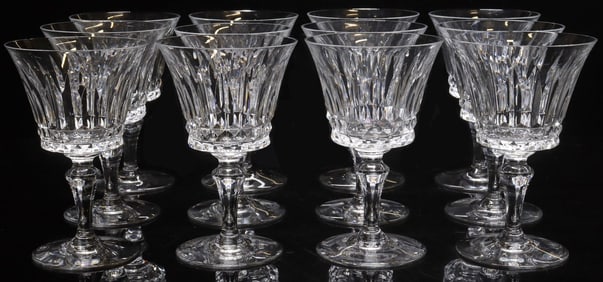 (12) BACCARAT 'PICCADILLY' CUT CRYSTAL CLARET WINE STEMS