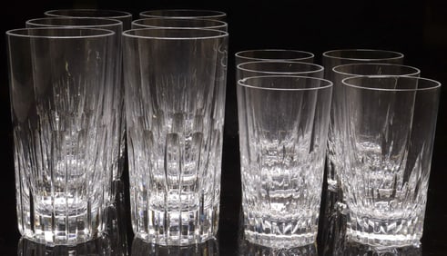 (12) BACCARAT CUT CRYSTAL 'ROTARY' & 'SPEAR CUT' FLAT TUMBLERS