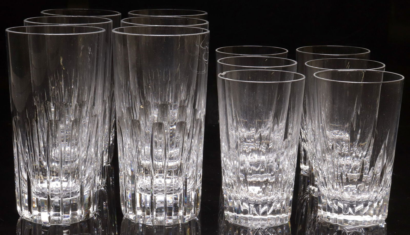 (12) BACCARAT CUT CRYSTAL 'ROTARY' & 'SPEAR CUT' FLAT TUMBLERS (1 of 3)