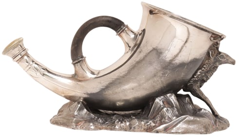ENGLISH VICTORIAN SILVERPLATE STAG HORN SPOON WARMER
