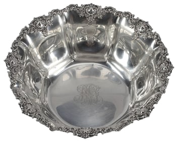 THEODORE B. STARR STERLING SILVER FLORAL & ROCAILLE RIMMED BOWL
