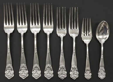 (8) TOWLE 'GEORGIAN' STERLING SILVER FLATWARE, FORKS & SPOON