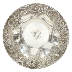 S. KIRK & SON STERLING 'REPOUSSE' FLOWERS CENTER BOWL