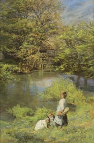 EDGAR BARCLAY (1842-1913) PINTING, 'THE LARK'S NEST'