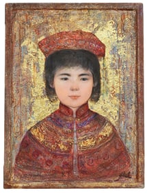 EDNA HIBEL (1917-2015) PORTRAIT PAINTING ON BOARD, 'HAN CHANG QING'