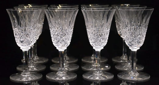 (12) FRENCH ST. LOUIS 'TARN' CUT CRYSTAL CLARET WINE GLASSES