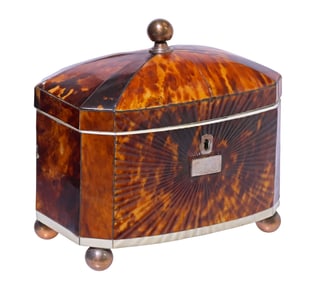 ENGLISH REGENCY PERIOD SARCOPHAGUS-FORM TEA CADDY