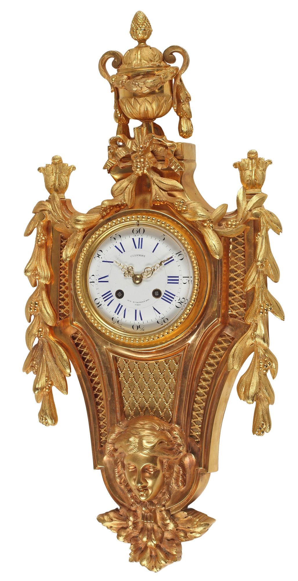 FRENCH LOUIS XV STYLE ORMOLU CARTEL WALL CLOCK (1 of 5)