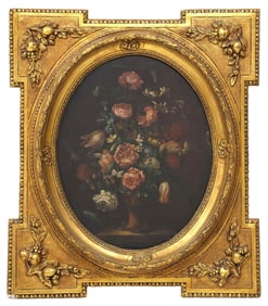 FRAMED OIL ON CANVAS PAINTING, STILL LIFE WITH FLOWERS