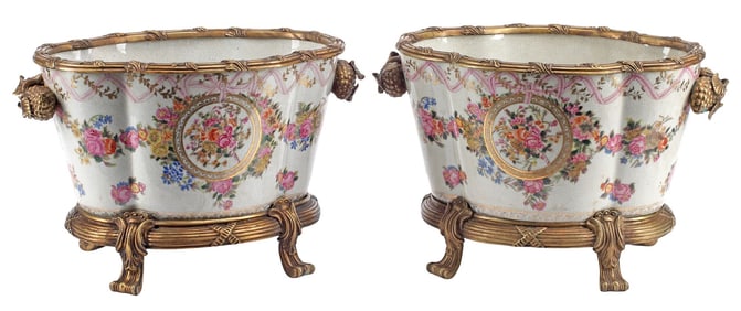 (2) UNITED WILSON MOUNTED PORCELAIN PLANTERS / JARDINIERES
