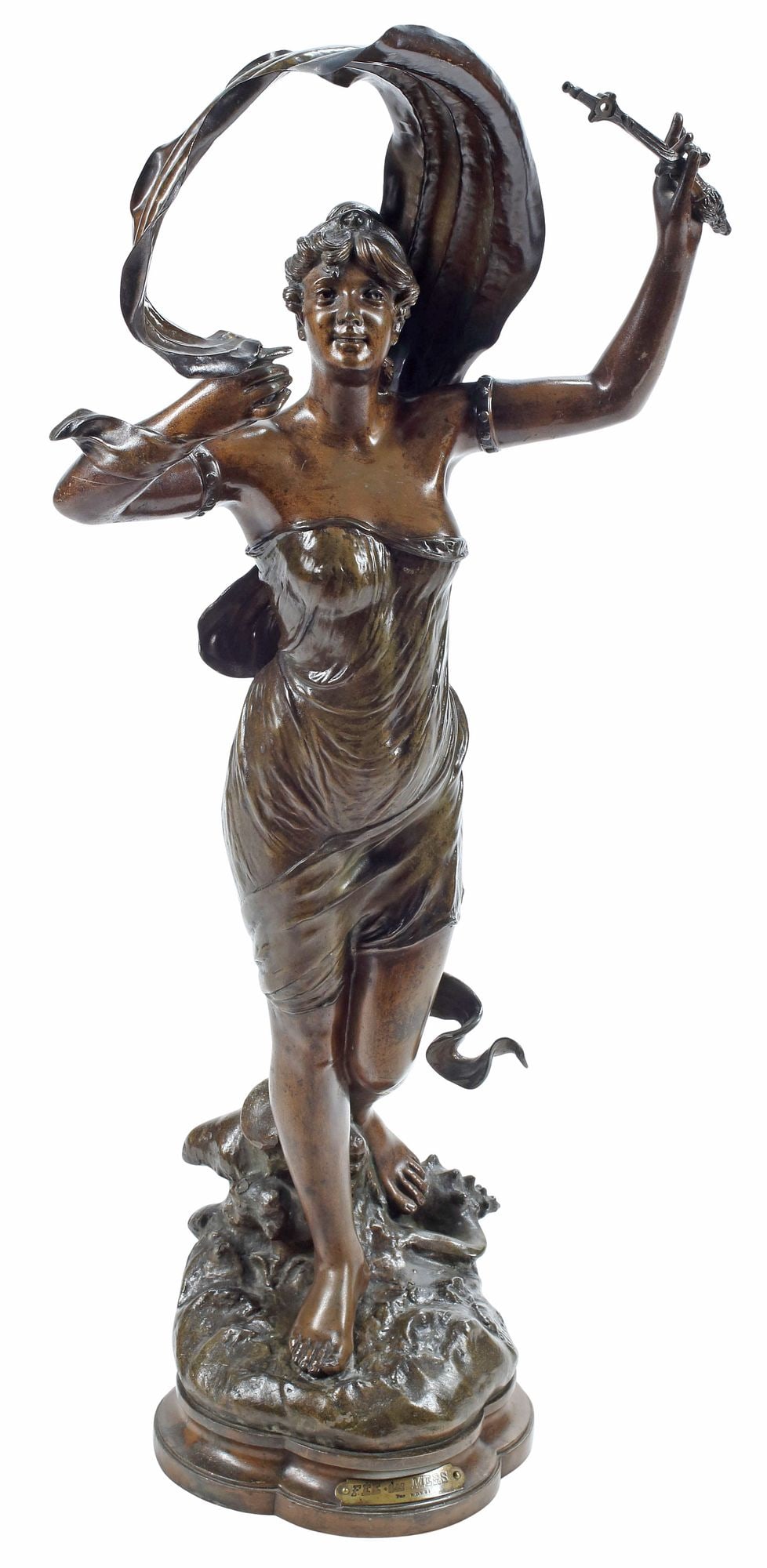 MANNER OF LUCA MADRASSI (1848-1919) SCULPTURE WATER NYMPH, 38"H (1 of 7)