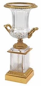 BACCARAT STYLE ORMOLU & CUT GLASS CAMPANA VASE