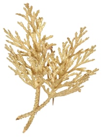 ESTATE FRENCH 18KT YELLOW GOLD INTERTWINED BRANCHES DRESS CLIP BROOCH