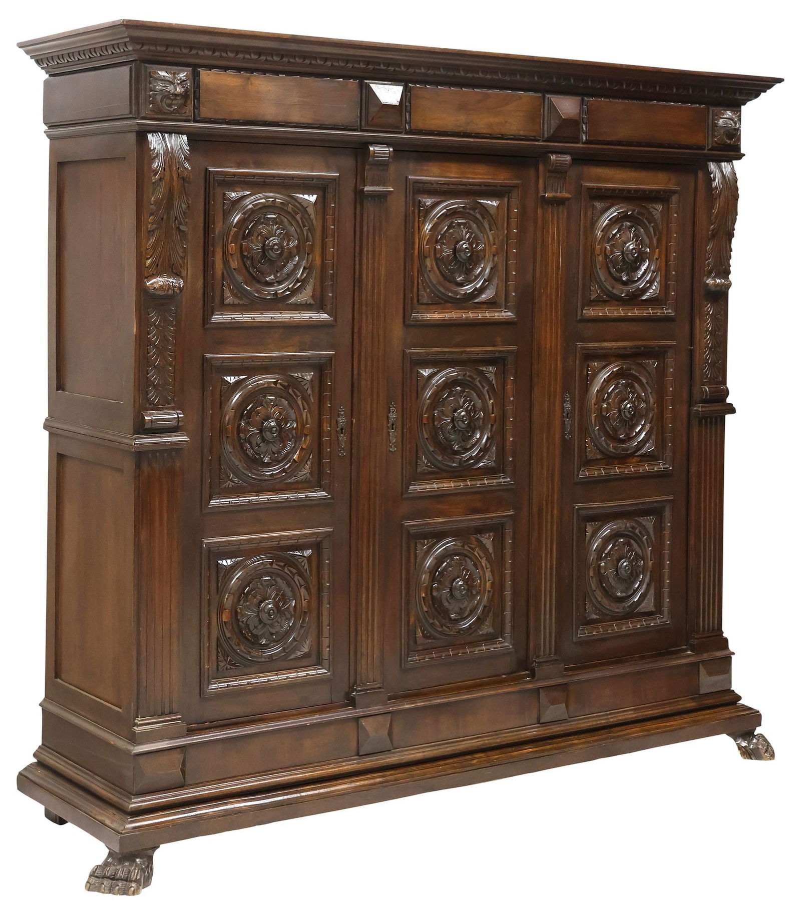ITALIAN RENAISSANCE REVIVAL CARVED WALNUT BOOKCASE (1 of 5)
