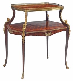 LOUIS XVI STYLE ORMOLU-MOUNTED PARQUETRY TEA TABLE