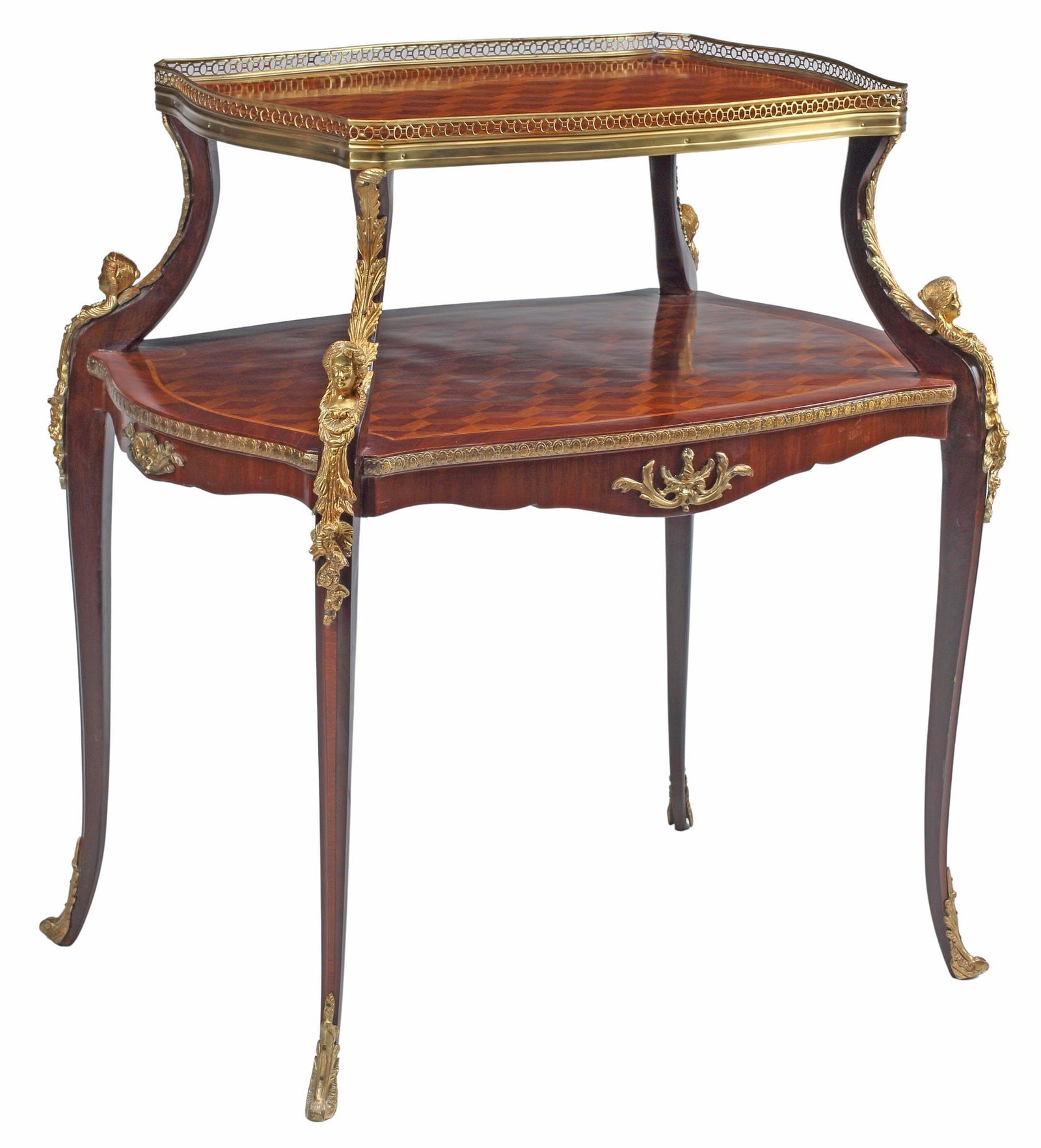 LOUIS XVI STYLE ORMOLU-MOUNTED PARQUETRY TEA TABLE (1 of 5)