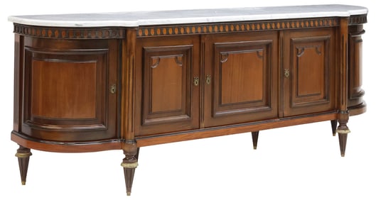 FRENCH LOUIS XVI STYLE MARBLE-TOP MAHOGANY SIDEBOARD