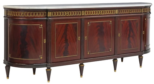 FRENCH LOUIS XVI STYLE MARBLE-TOP MAHOGANY SIDEBOARD