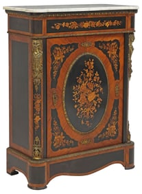 FRENCH NAPOLEON III PARCEL-EBONIZED & MARQUETRY CABINET