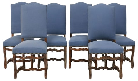 (6) FRENCH LOUIS XIV STYLE UPHOLSTERED HIGHBACK DINING CHAIRS