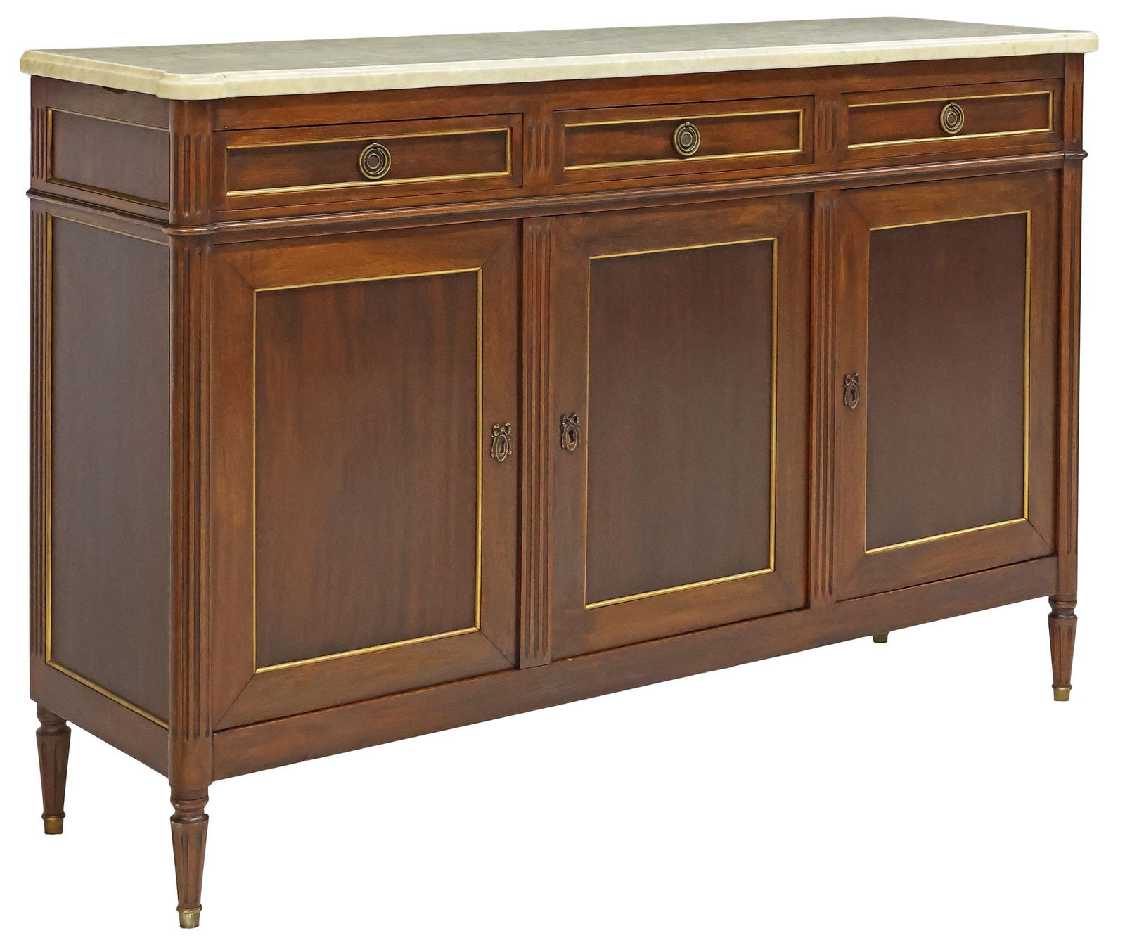 FRENCH LOUIS XVI STYLE MARBLE-TOP MAHOGANY SIDEBOARD (1 of 6)
