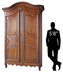 MONUMENTAL FRENCH PROVINCIAL CARVED WALNUT ARMOIRE, 110"H