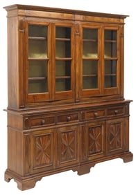 RUSTIC ITALIAN CARVED WALNUT BOOKCASE