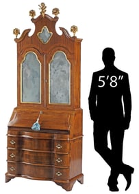 ROCOCO STYLE PARCEL-GILT INLAID SECRETARY COMMODE