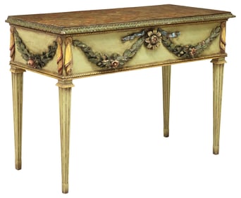 VENETIAN LOUIS XVI STYLE PAINTED & CARVED CONSOLE TABLE
