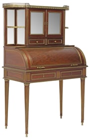FRENCH LOUIS XVI STYLE INLAID & MIRRORED MAHOGANY BONHEUR DU JOUR