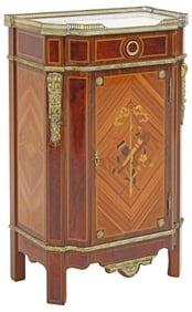 FRENCH NAPOLEON III PERIOD MARBLE-TOP MARQUETRY CABINET