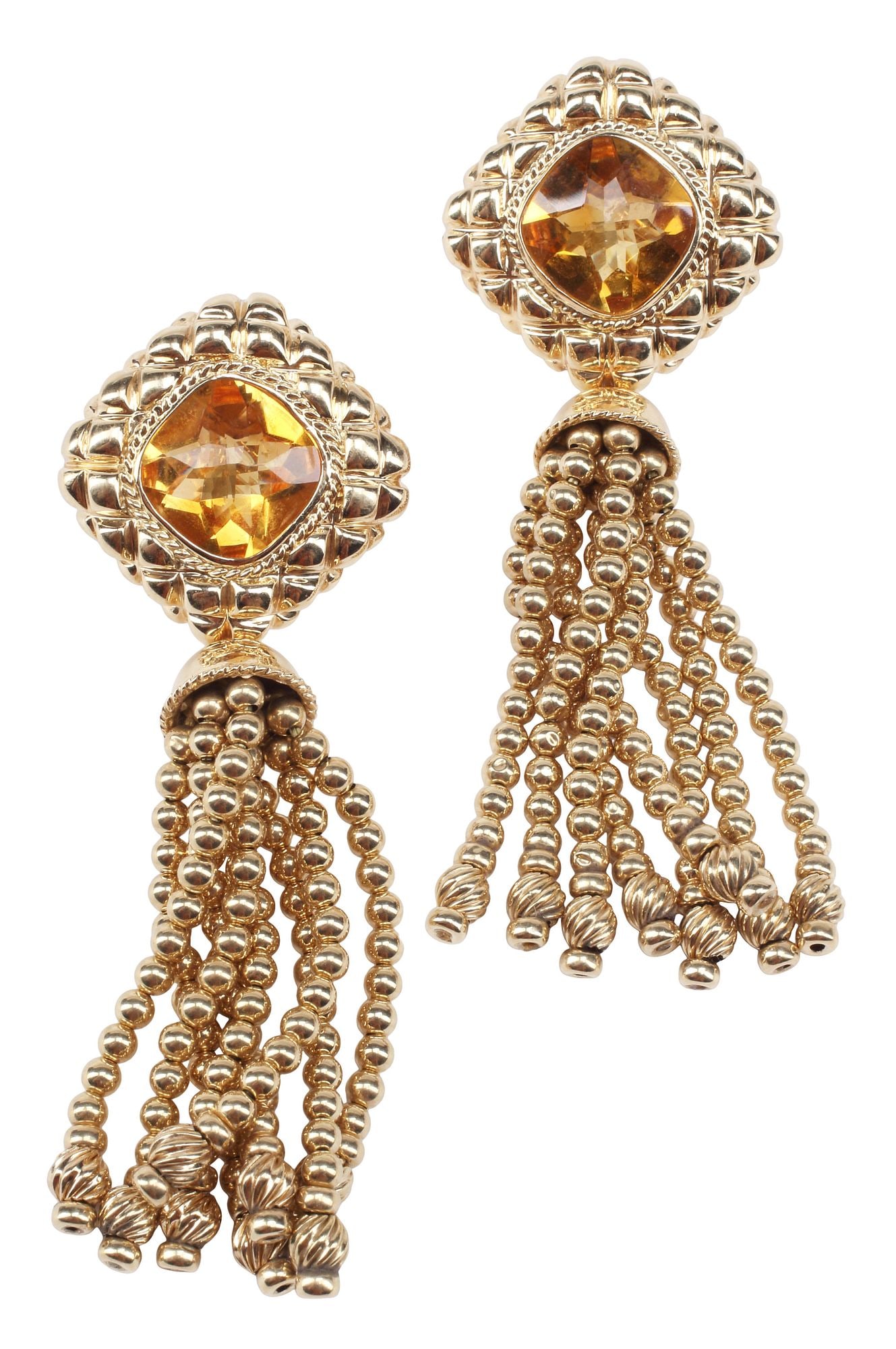 (PR) ESTATE 14KT & 15.00CTTW CITRINE TASSEL DROP EARRINGS (1 of 5)