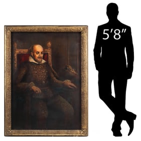 FRAMED PORTRAIT PAINTING OF SHAKESPEARE WITH INSET MECHANICAL EYES
