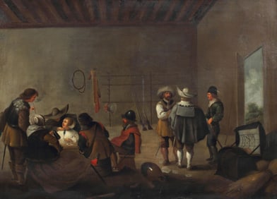 AFTER PIETER CODDE (1599-1678) FLEMISH SCHOOL PAINTING, SOLDIERS IN TAVERN