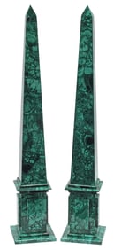 (2) MALACHITE OBELISKS, 23"H